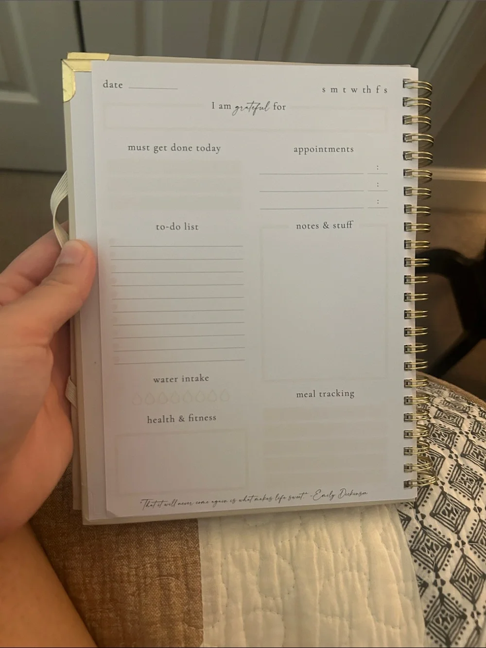 Zicoto Spiral Planner in Light Gray with Gold Accents
